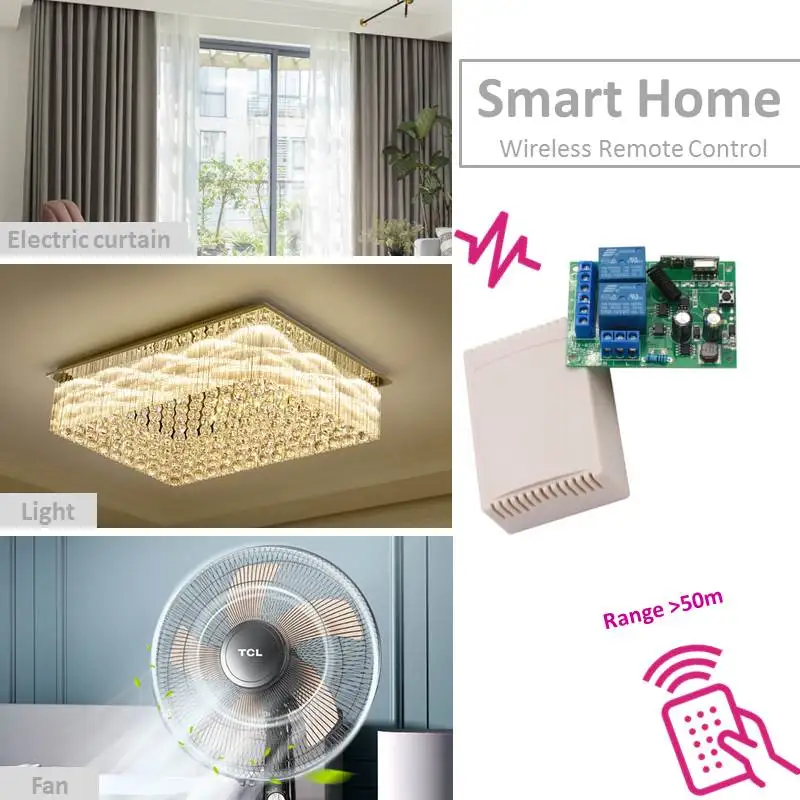 2 канальный беспроводной Радиочастотный пульт дистанционного управления 433 МГц