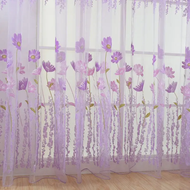 Тюлевые Шторы для кухни гостиной ткань вуаль окна спальни тюльпан с принтом
