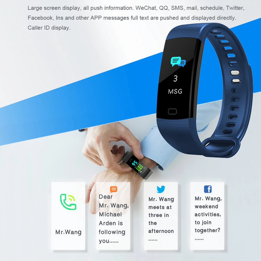 Смарт браслет Y5 с цветным экраном пульсометр фитнес трекер Bluetooth смарт
