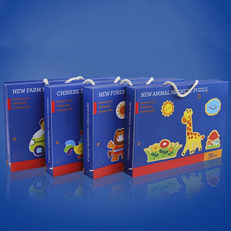Новые детские игрушки деревянные игрушки Мультяшные животные Магнитный пазл мозаика Рисование игрушки доска Ранние развивающие игрушки для детей подарок для девочки