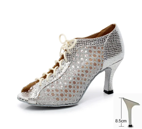 Silver Heel 85mm Женские бальные Туфли для латинских танцев на высоком каблуке 6/7. 5/8/8,5 см женские Сальса Танго современный Обувь для танцев социальная обувь для вечеринок 1600 - Цвет: Silver Heel 85mm