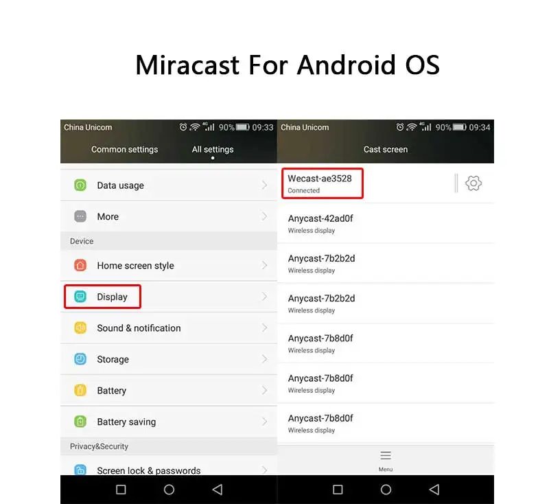 WECAST E68 tv Stick потоковый медиаплеер Netflix YouTube зеркальное отображение 1080P двухъядерный RK3036 высококачественный Android tv stick