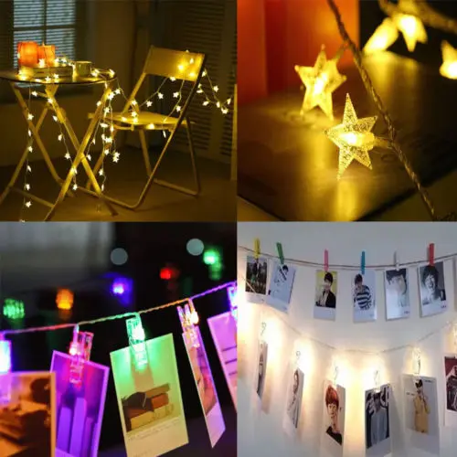 10 м/100LED Рождественские Свадебные вечерние гирлянды с декором/зажим/светильник со