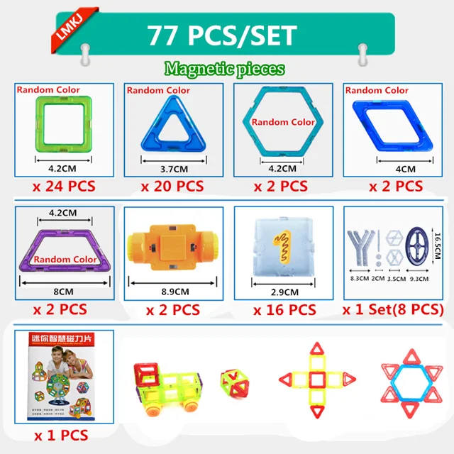 CL-Mini-77PCS DIY Мини Магнитный дизайнерский Сборная модель набор строительных блоков пластиковые магниты Кирпичи Детские развивающие игрушки для детей подарок - Цвет: CL-Mini-77PCS