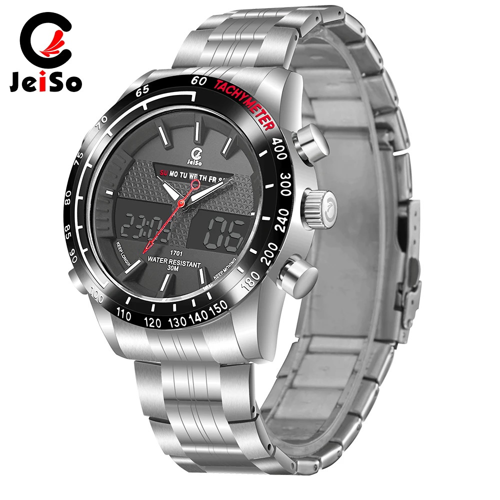 Элитный бренд Jeiso Для мужчин модные спортивные часы кварцевые цифровые