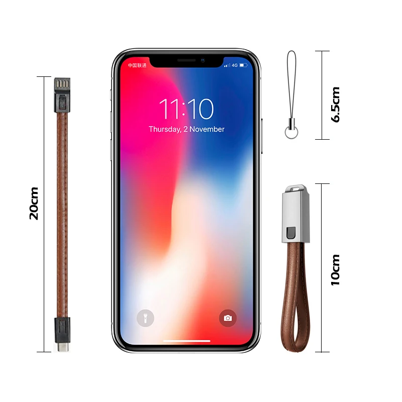 Мини-брелок металлический Кожаный USB Type C кабель для быстрой зарядки Usb зарядное