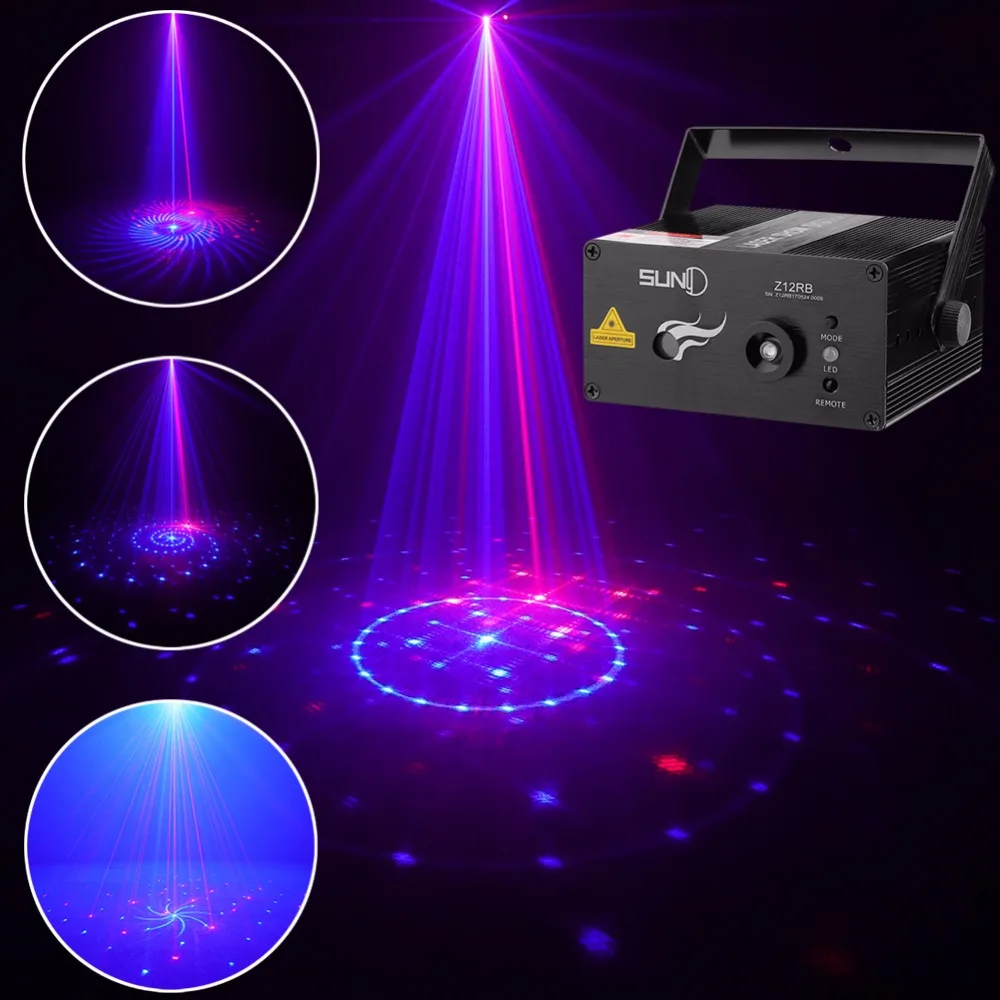 

SUNY 12 RB Patterns Laser Light Blue LED Stage Light Sound Activated Gobo Projector Show for Club Bar DJ Disco Home Party(Z12RB)