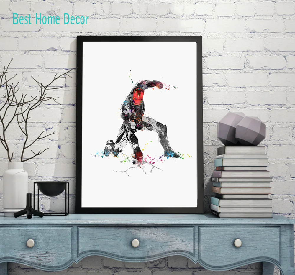 Акварель супер герос Железный человек Изобразительное искусство печать плакат