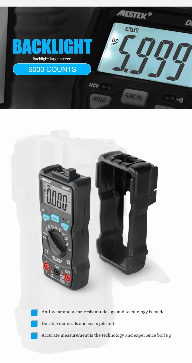 MESTEK мультиметр DM90A/DM90S Интеллектуальный автоматический умный мультиметровый диод сопротивления напряжения мини портативный мультиметр инструмент