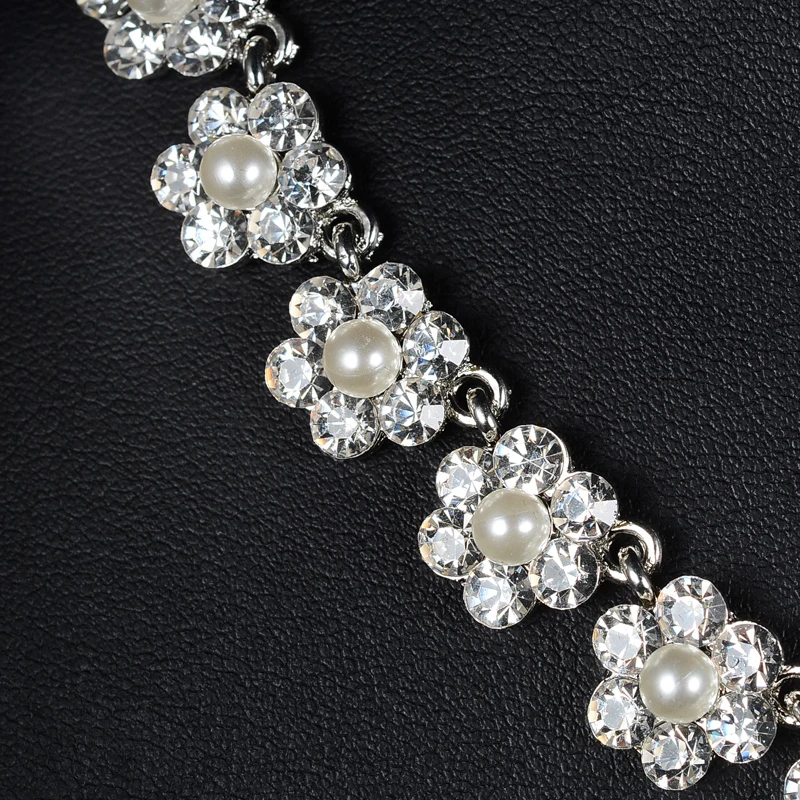 Женский комплект украшений с кристаллами и жемчугом свадебные комплекты цветами
