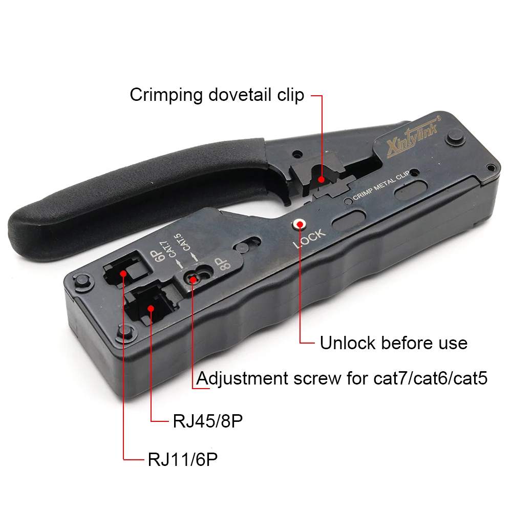 Xintylink RJ45 щипцы для cat7 cat6a разъем сетевые инструменты обжимной кабель зажим для зачистки 8p8c плоскогубцы многофункциональный обжимной зажим