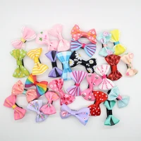 50pcs small hair clip for baby girls floral pattern bows hairpin children colorful mini bows multi printed ribbon bow knot