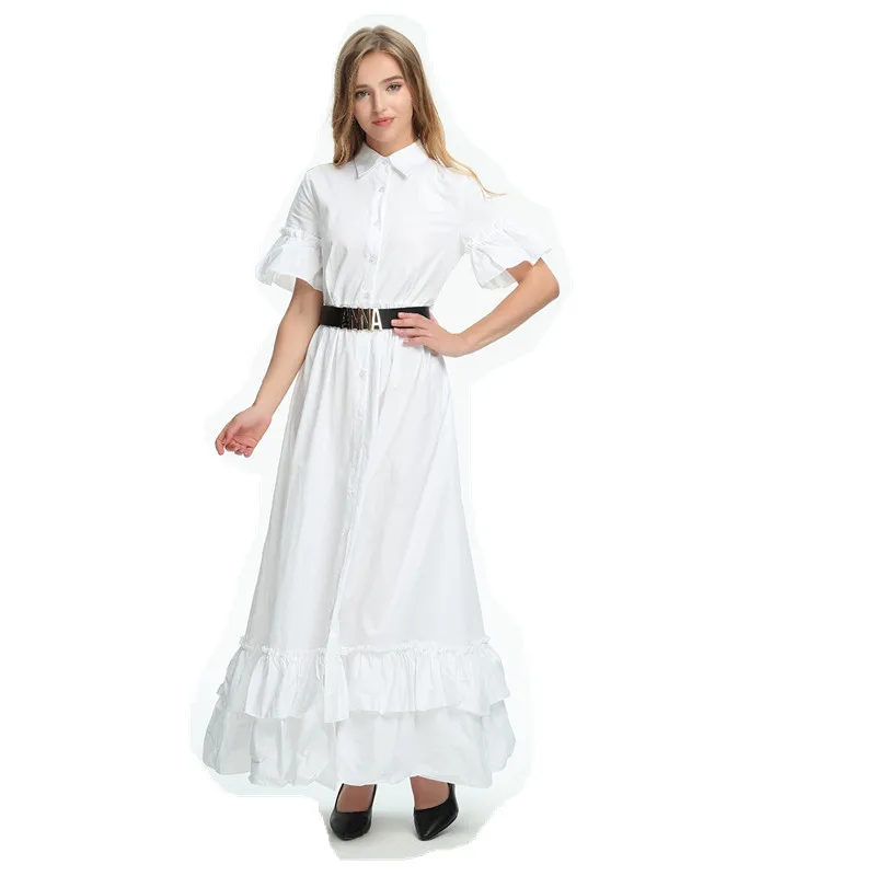 2017 г. Новинка Летняя Мода ретро Vintage Desgin женщины с рукавом-бабочкой оборками Макси