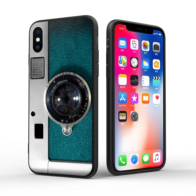 Для iPhone 5 5S SE 6 6S 7 8 Plus X XR XS Max черный Жесткий чехол для телефона Реалистичная камера объектив органайзер для косметики аудио лента жесткий чехол