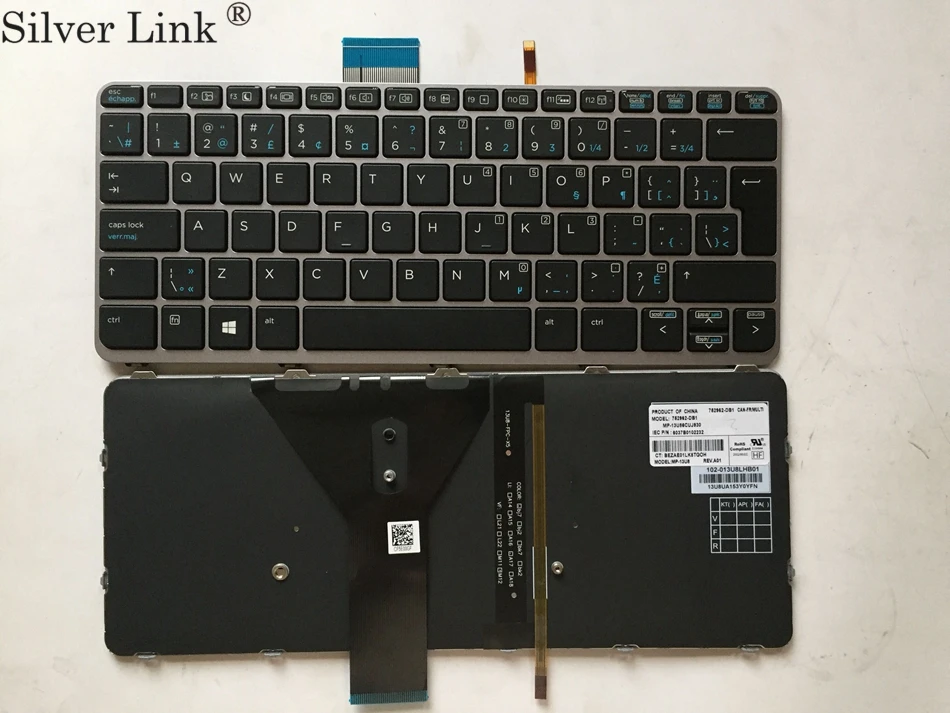 CF канадская и Французская клавиатура для ноутбука с подсветкой HP Elitebook Folio 1020 G1