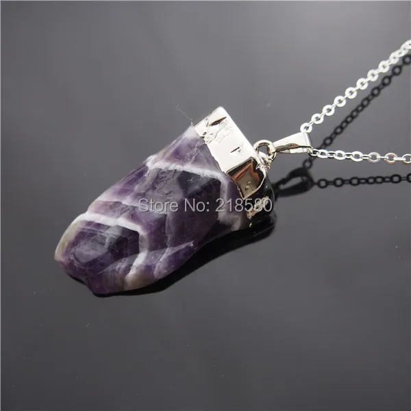 

QN263 Dog Teeth Amethysts Point Minimalist Necklace
