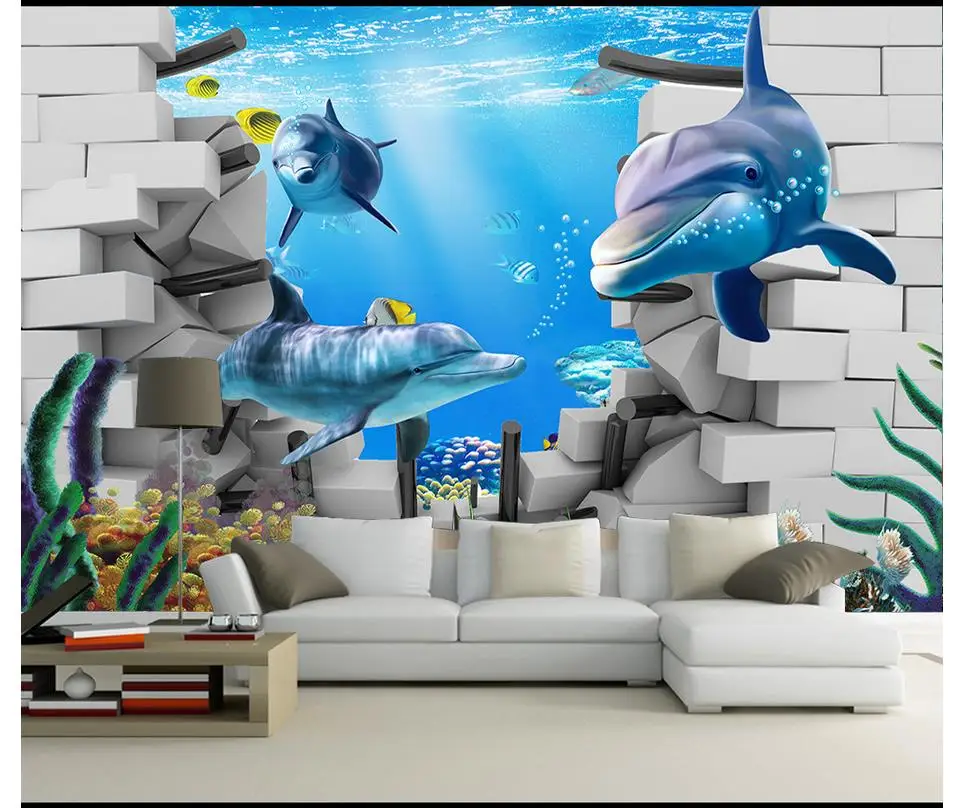 Пользовательские фото обои 3d фрески средиземноморская Фреска HD подводный мир