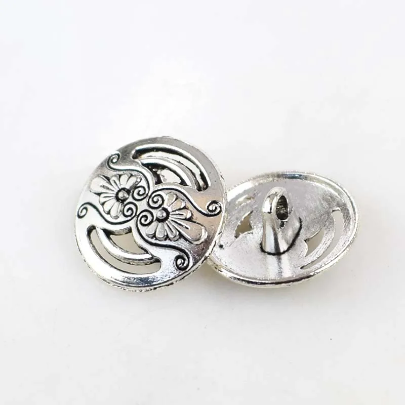 50 шт. Meetee цветок ретро серебряные круглые металлические пуговицы для куртки