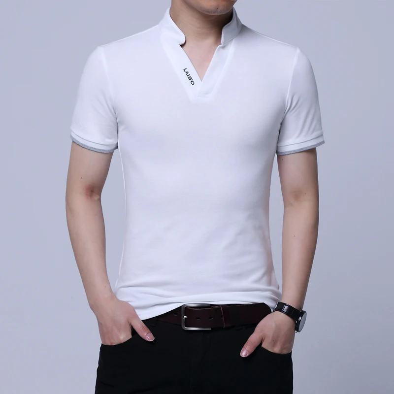 Men's summer T-shirt embroidered letters t-shirt pure color short sleeves tops | Мужская одежда