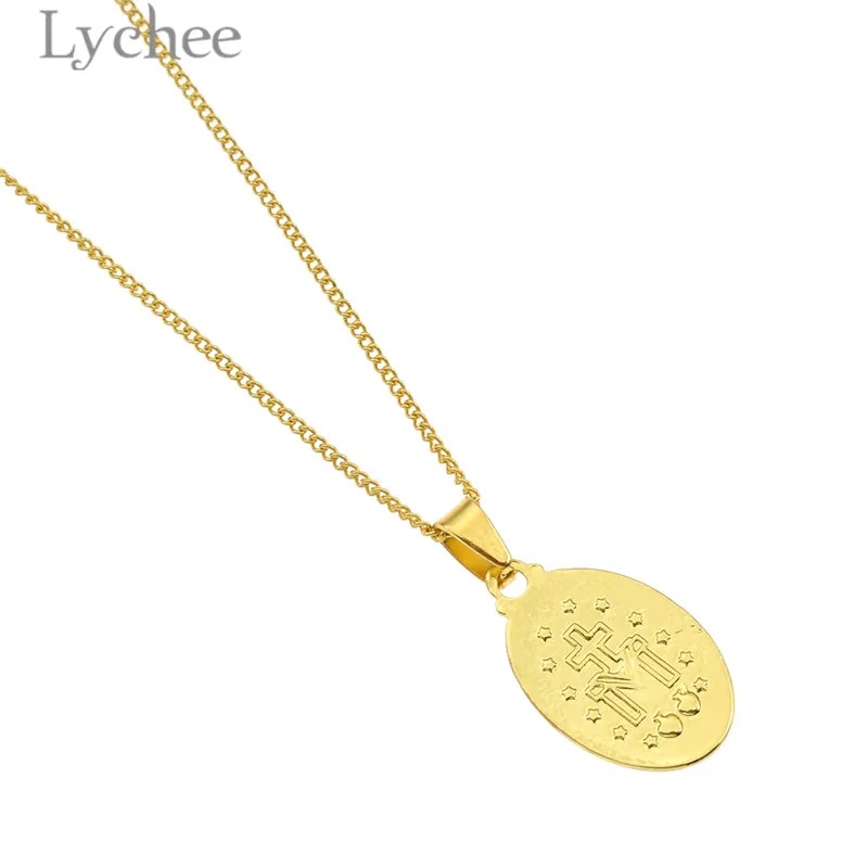 Личи Сплав Золото Серебро Цвет католическая религиозная Богиня Девы Марии кулон