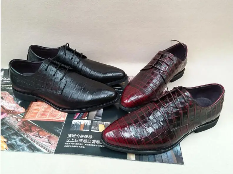 

Derby shoes Spring models New embossed trend full grain leather business dress shoes lace-up pointed toe fashion dress shoes