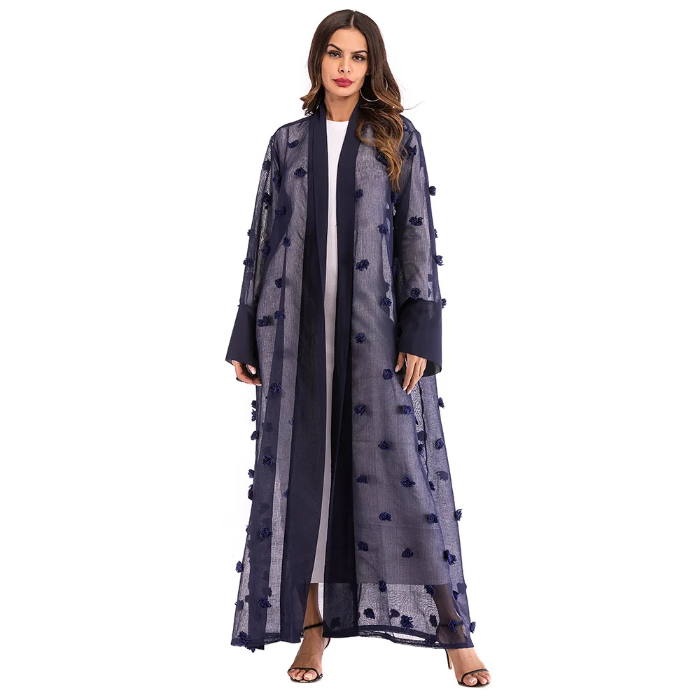 2018 Grenadine повседневные аппликации Abaya женские мусульманские длинные Размеры длинный рукав Традиционный