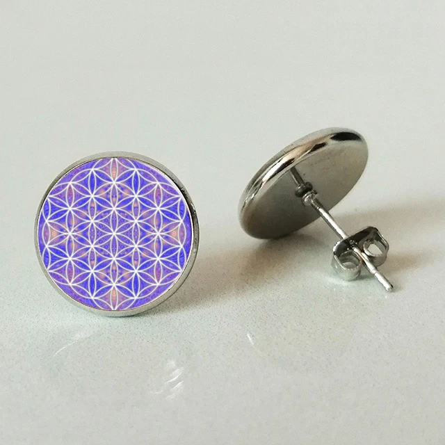 Life Flower Stud Earrings New Fashion Round Glass Retro Jewelry Wedding Gifts | Украшения и аксессуары