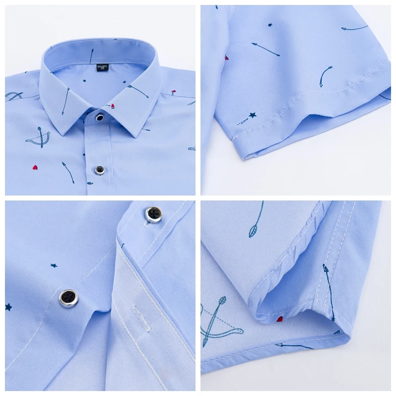 JZ CHIEF Mens печатных социальный Slim Fit рубашки модная одежда 2018 короткий рукав рубашка