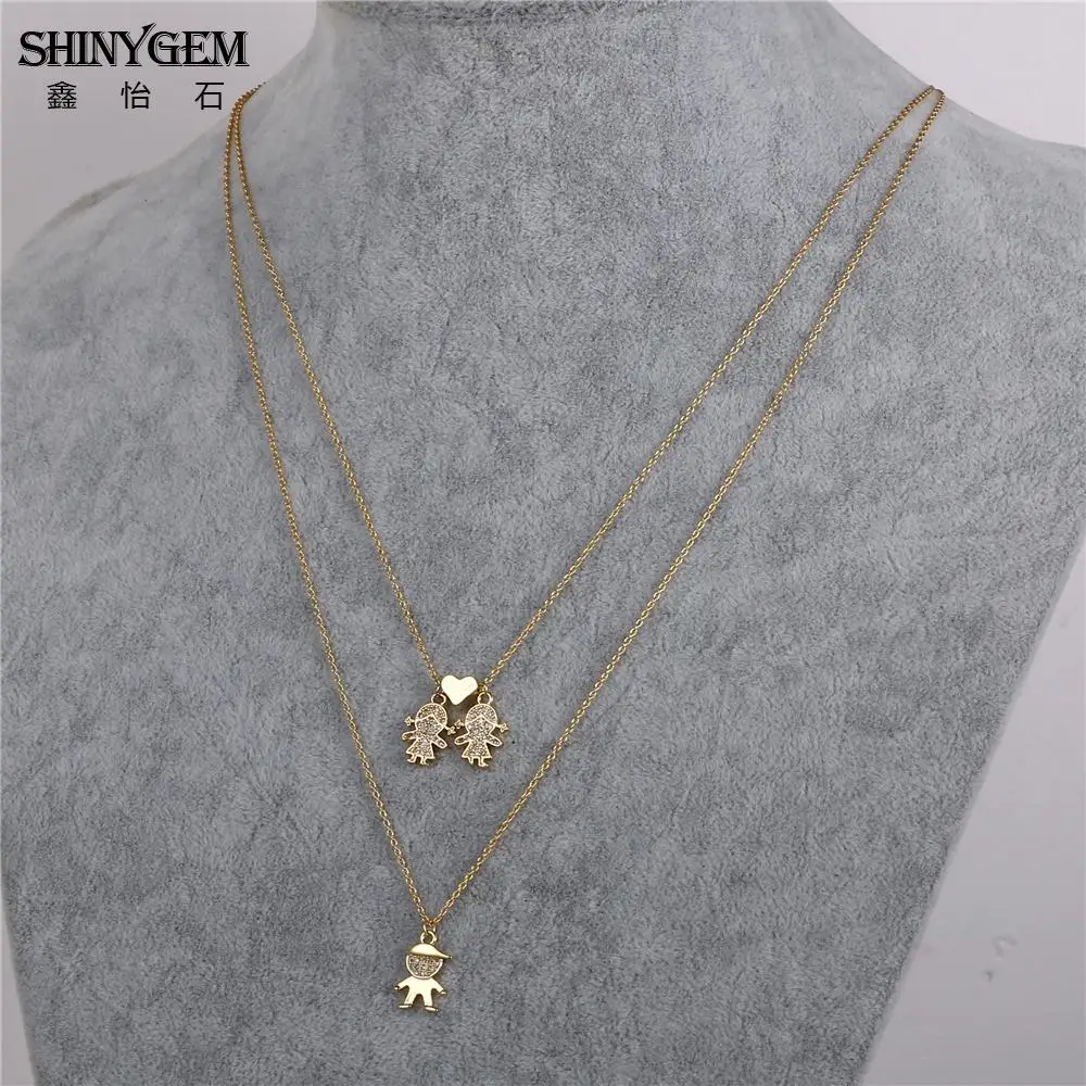 Ожерелье ShinyGem для влюбленных пар длинное Двухслойное винтажное ожерелье с