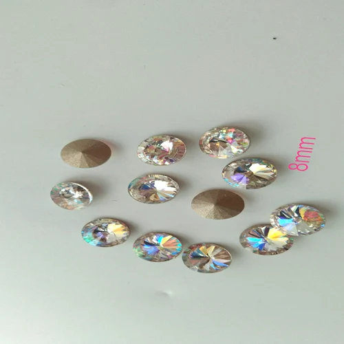5pcs Super Glitter Crystal Nail Gems Oval Raindrop Diamond Shinny Stone Nail Art Rhinestone Jewelry Phone Manicure Tools - Цвет: 8X8 satellite