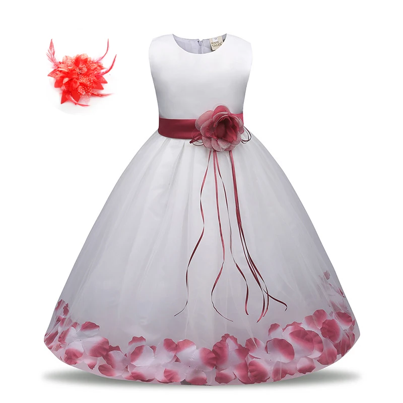 Colorful Rose Petals Toddler Children Wedding Ceremony Ball Gown for Kids Blue Hot Pink and White Easter Dresses Girls | Детская одежда