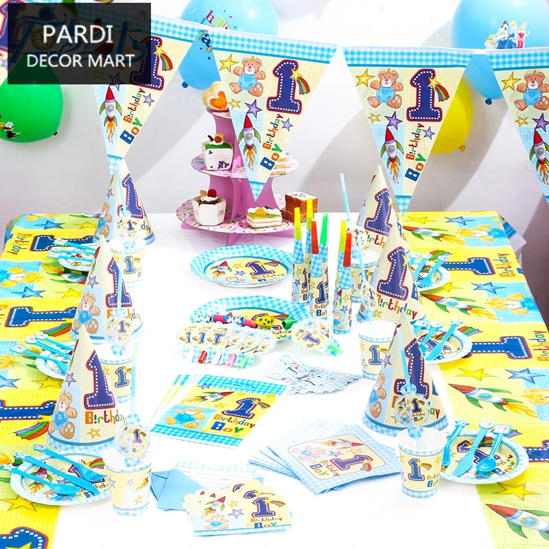 

One year's old birthday party decoration party supplies set disposable tableware set 1set/lot