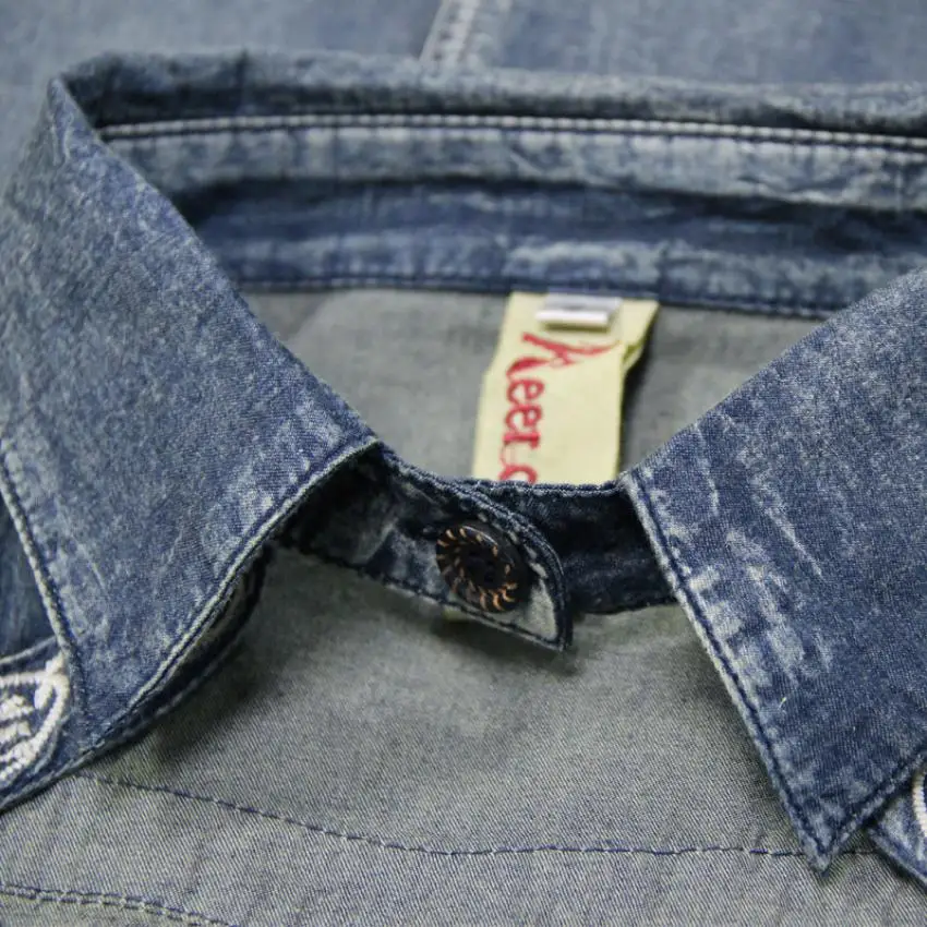 

Retro style Openwork on the cheast denim Dress female fashion retro embroidery denim national wind dress with belt wq1980
