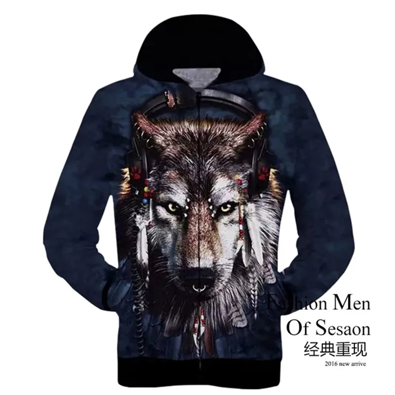 Роман Мужчин Толстовки Храбрый волк Pattern Хлопок Эластичность материала|elastic