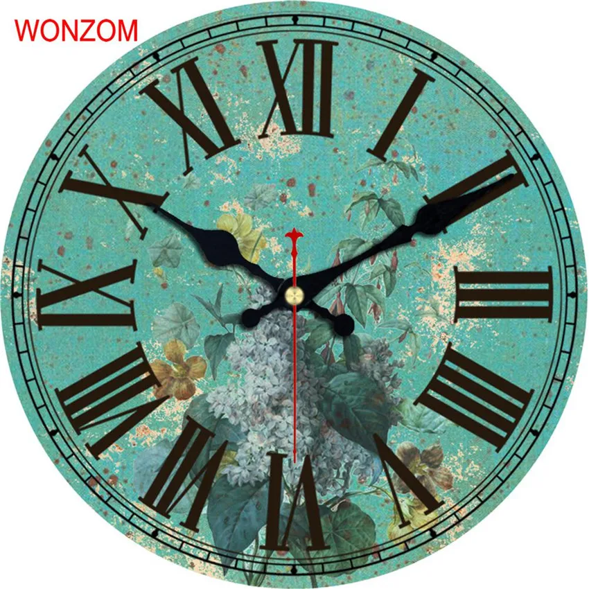 Большие настенные часы WONZOM в лаконичном цветочном дизайне бесшумные для