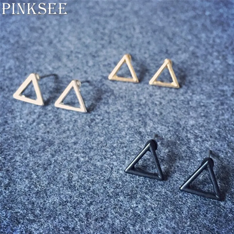PINKSEE новый дизайн полые треугольные серьги-гвоздики простой геометрический