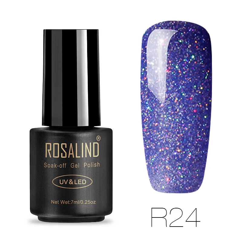 R24 ROSALIND 7 мл Лак для ногтей Радужный мерцающий R01-29 дизайн ногтей УФ светодиодный маникюрный гель для ногтей Полупостоянный замачивающийся Гель-лак - Цвет: R24