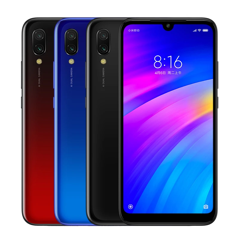 В наличии глобальная версия Xiaomi Redmi 7 Мобильный телефон 6 26 дюймов 3 ГБ + 64 Гб Snapdragon