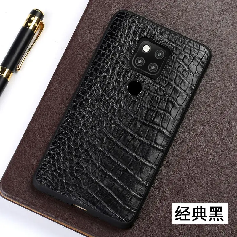 black Натуральная кожа крокодиловая кожа чехол для телефона для huawei mate 20 10 pro mate 9 pro Honor 9 все включено мягкий чехол - Цвет: black