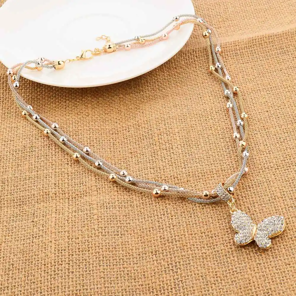 Модное женское ожерелье с кулоном Новое поступление посеребренное длинное