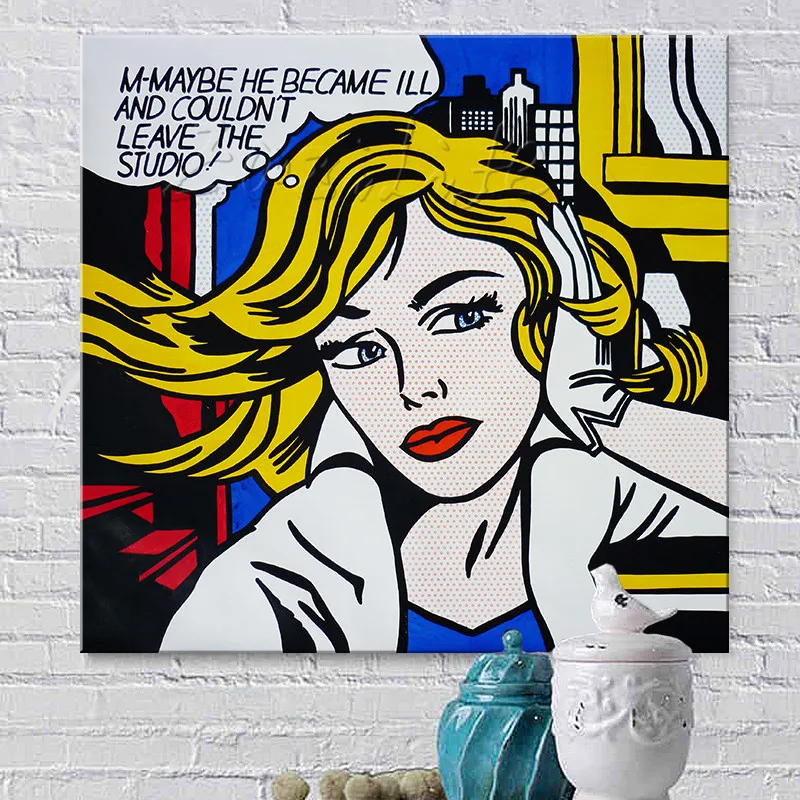 

Lichtenstein Pop Art Cartoon Oil painting on canvas Hand-painted Wall Art Picture for living Room Andy Warhol home decor 4
