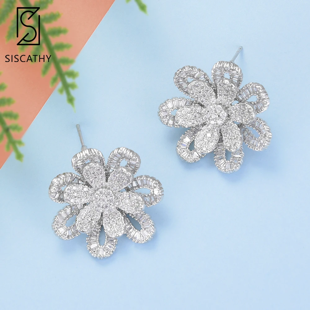 Женские серьги пусеты SISCATHY модные с фианитом 2019|Серьги-гвоздики| |