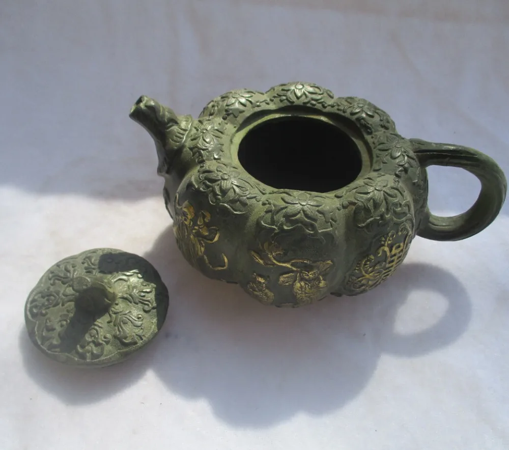 Китайский старинный Бронзовый Золотой позолоченный резной 8 бессмертных