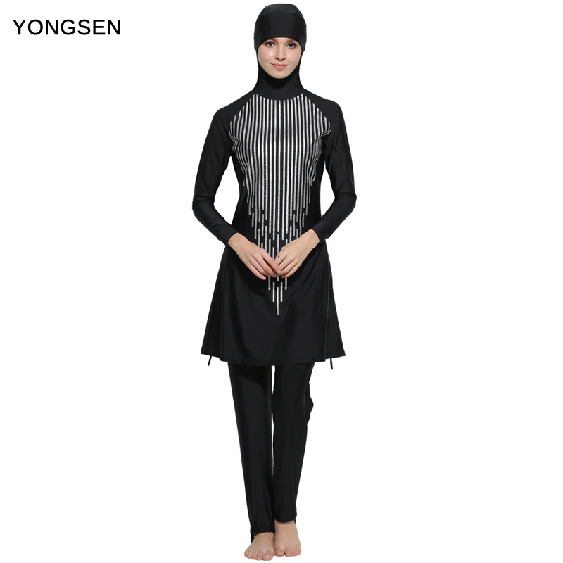 

YONGSEN Women Printed Floral Modest Muslim Swimwear Hijab Muslimah Islamic Swimsuit Sport Clothing Plus Size Burkinis