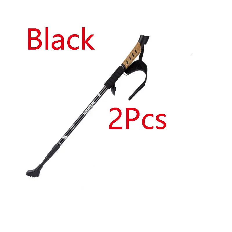 Black 2pcs Анти шок скандинавские трости телескопические треккинговые походные палки уличные сверхлегкие трости с резиновыми наконечниками регулируемые - Цвет: Black 2pcs