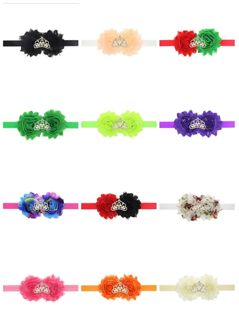 Принцесса корона перл Шифон Цветочные Цветы Повязка эластичный тиара для