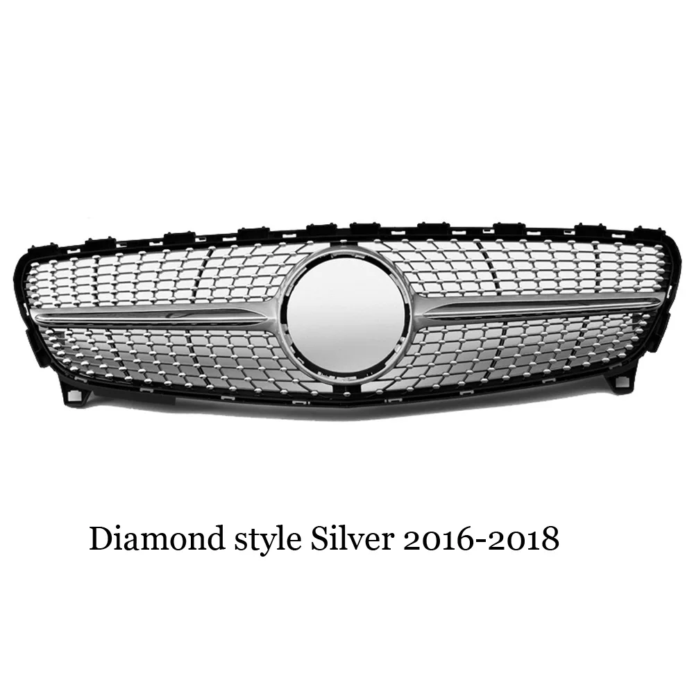 Diamond Silver 16-18 Front Grille GTR GT Grill Diamond AMG Style For Mercedes Benz A-Class W176 A180 A200 A260 A45 Car Styling Front Hood Mesh - Цвет: Diamond Silver 16-18