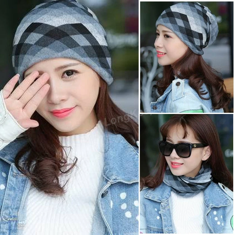 gray STYLE 1 Длинная женская шапка, женские осенние вязаные шапки, шапка в стиле хип-хоп, повседневные облегающие шапки и шапочки, женская зимняя шапка для девочек Gorro - Цвет: gray STYLE 1