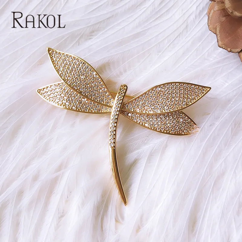 Rakol новый дизайн красивая стрекоза брошь для прополка блестящая AAA + Кубический