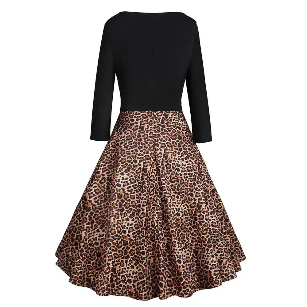 Женское винтажное платье с леопардовым принтом элегантные вечерние